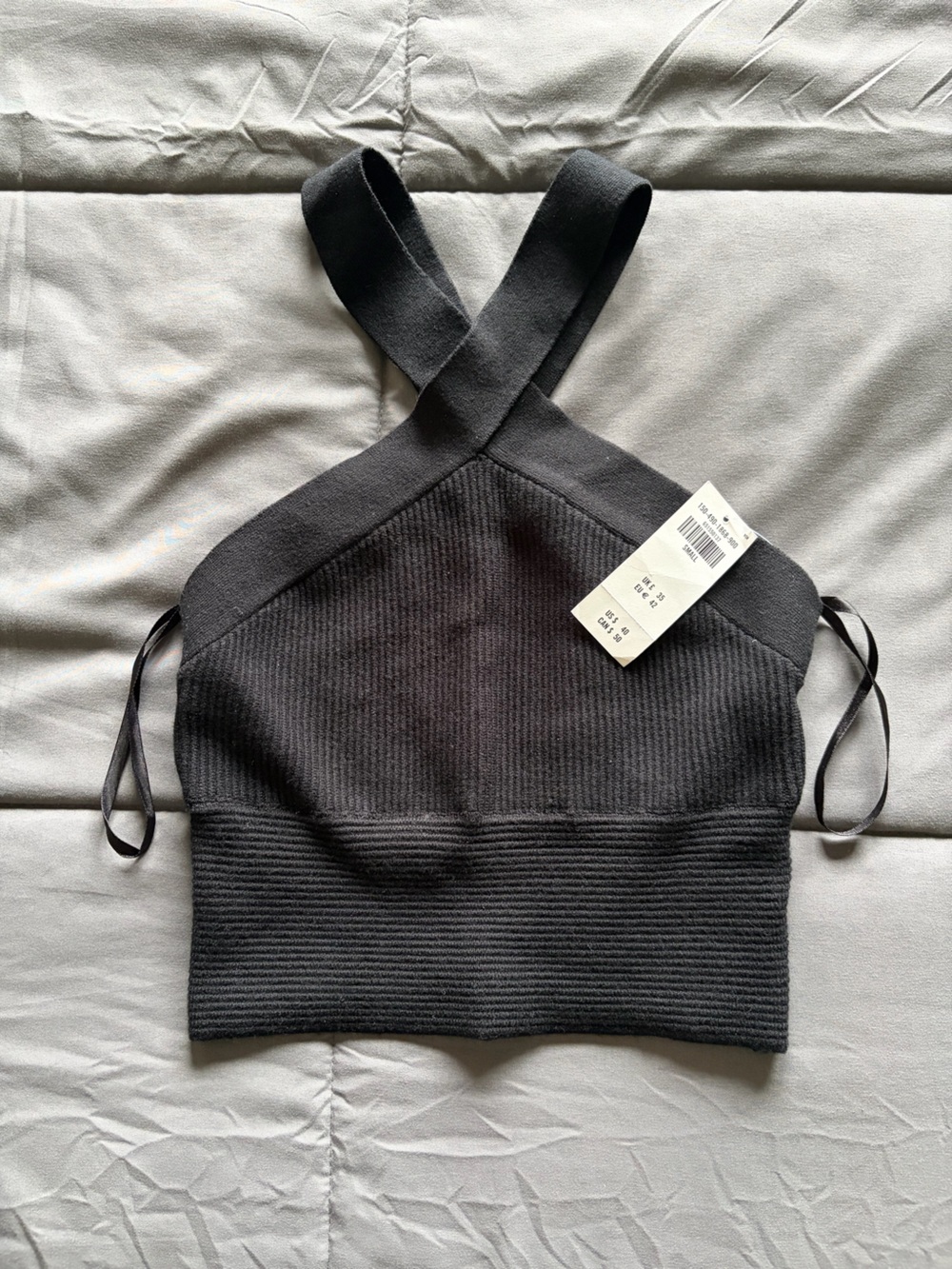 Abercrombie & Fitch Ribbed Cross-Strap Tank Top Black Medium